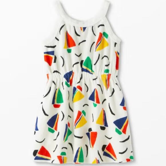 Hanna Andersson Sailboat Print Terry Cloth Dress Size Girls 6-7y - Picture 1 of 5